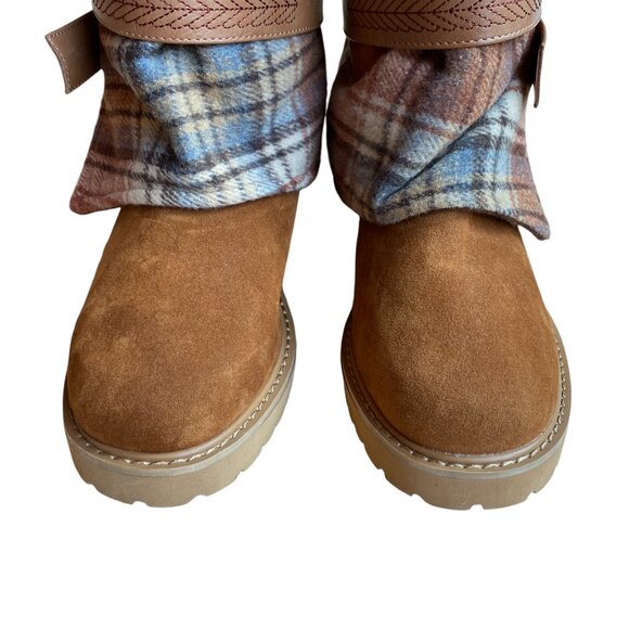 NWOT MUK LUKS Slope Nikki Boots Wear 3-Way Plaid Flannel Plush Western Boho-8W - Picture 4 of 16